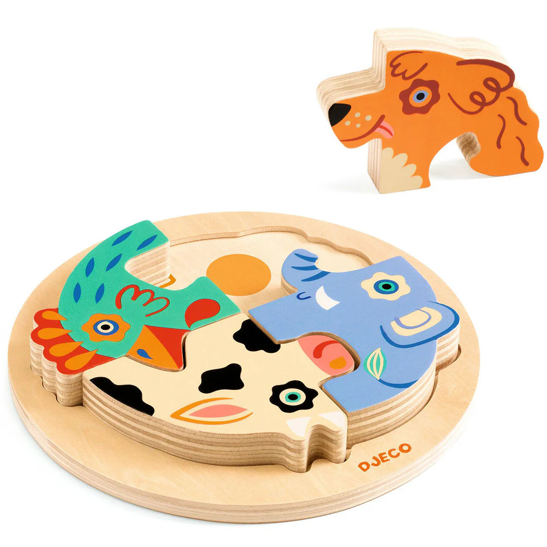 Rondo Coco - Puzzle Redondo de 4 Peças - DJECO