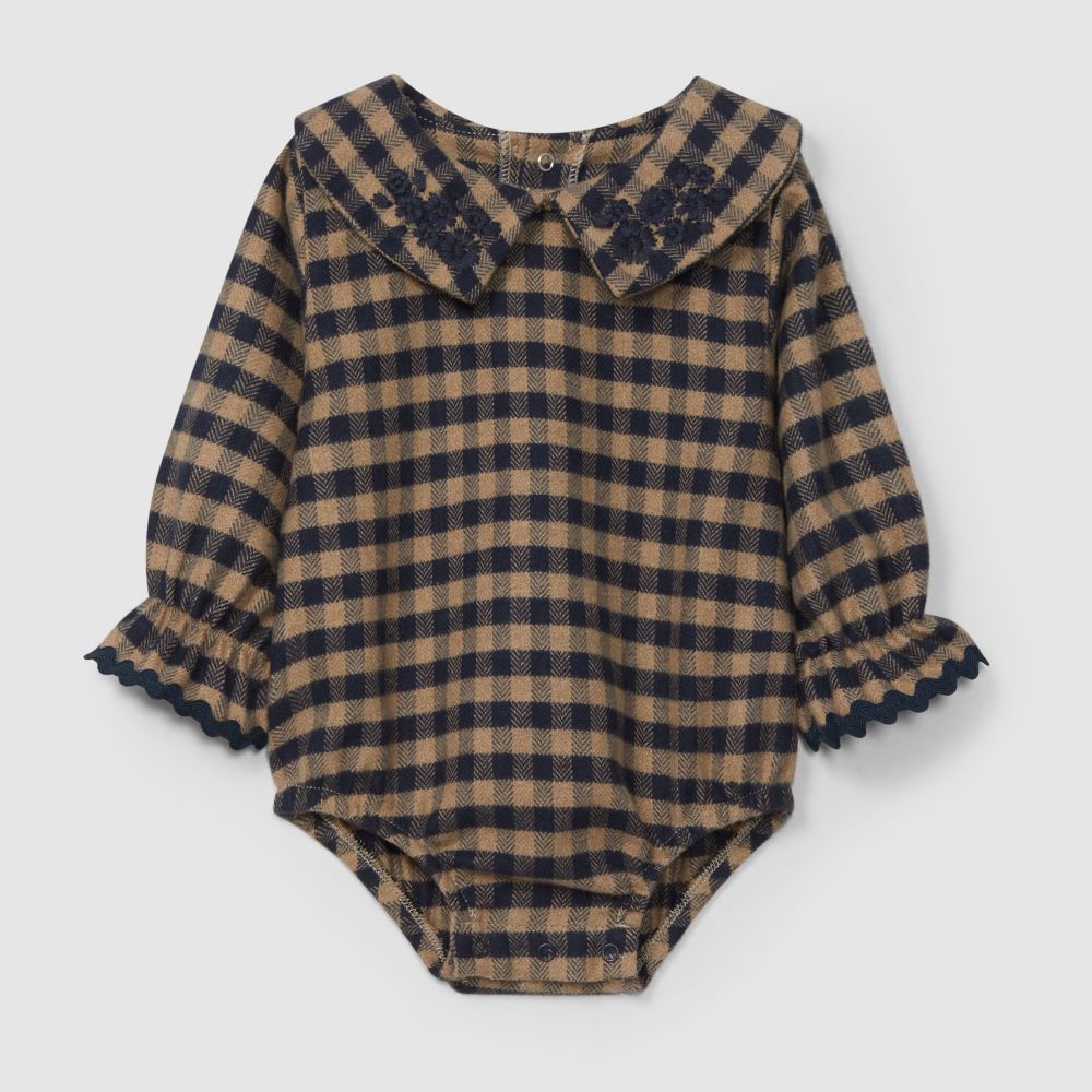 Body xadrez com gola bordada - Snug