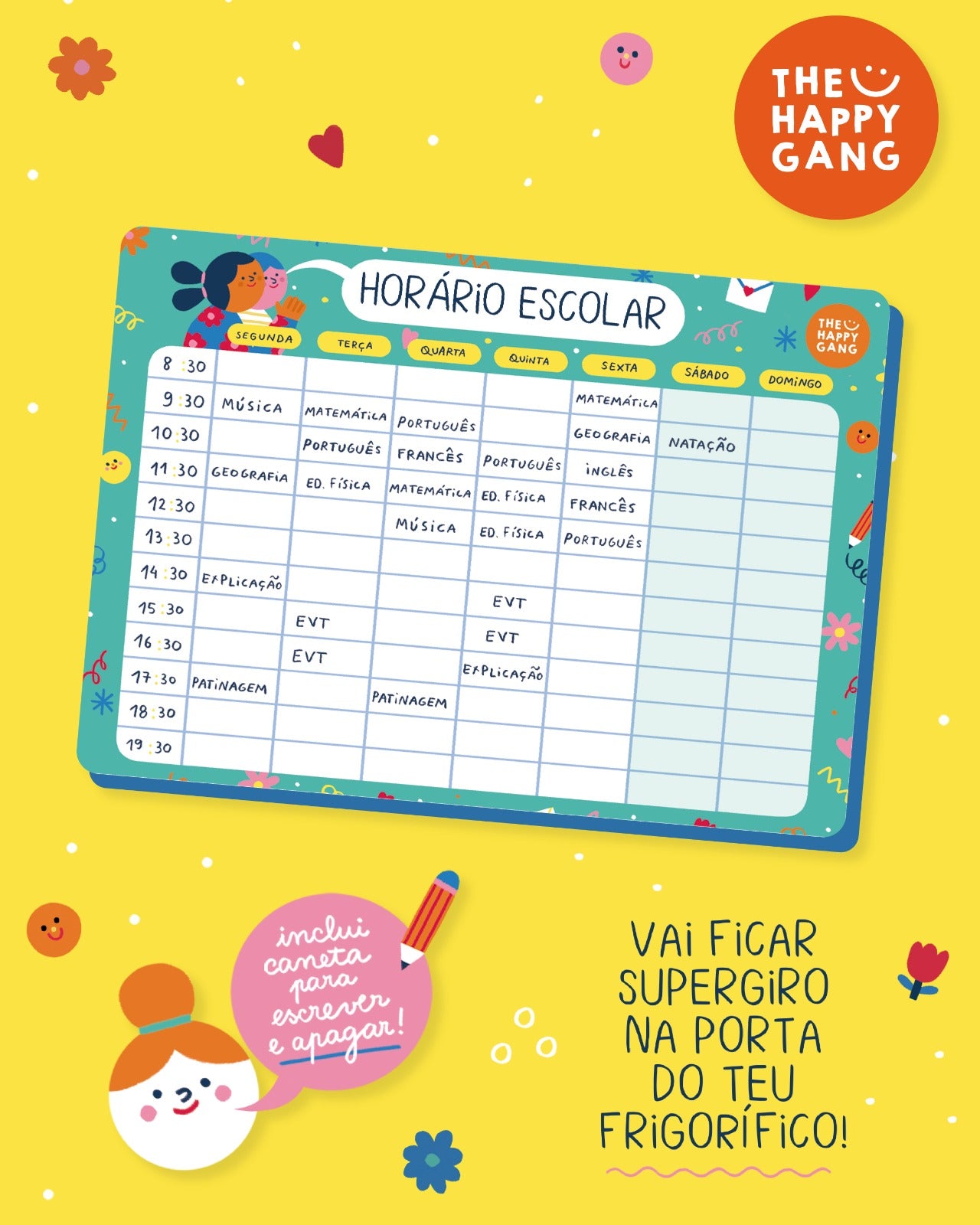 Horário Escolar Magnético - The Happy Gang