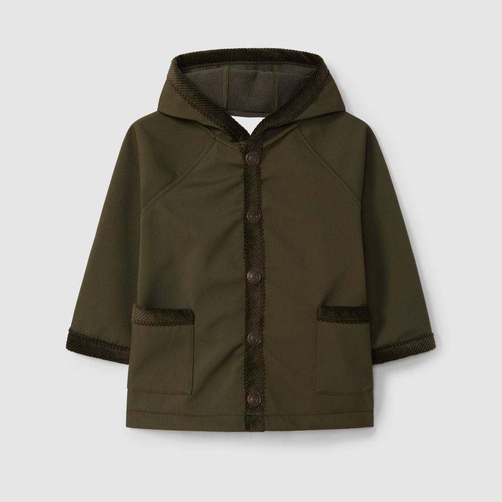 Casaco com capuz detalhes em bombazine - Laranjinha