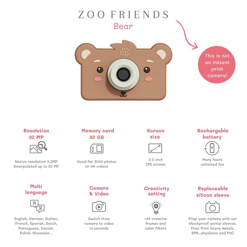 Câmara Digital Infantil Zoo Friends - THE ZOOFAMILY