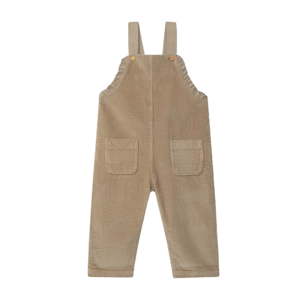 Jardineiras bombazine com bolsos e detalhe de folho - Laranjinha