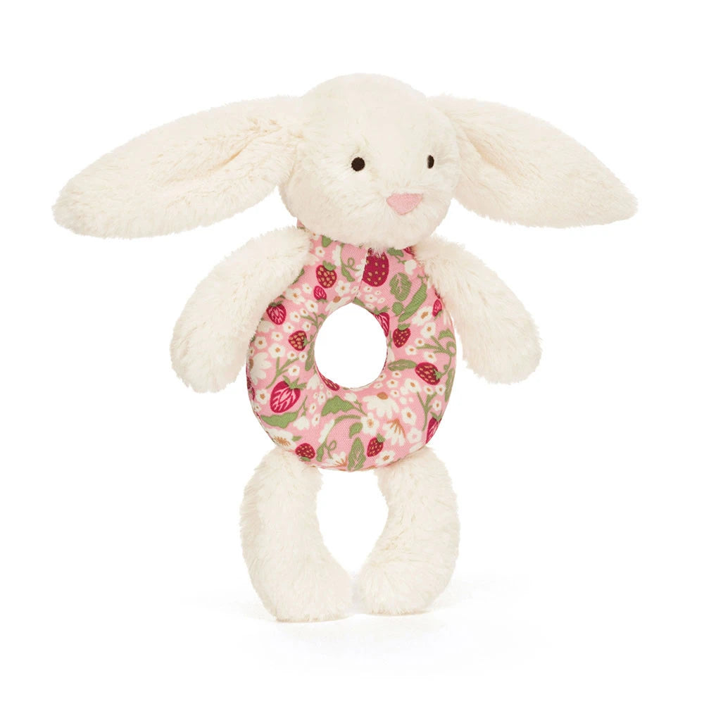 Blossom Cream Bunny 'Berry' Ring Rattle - JELLYCAT
