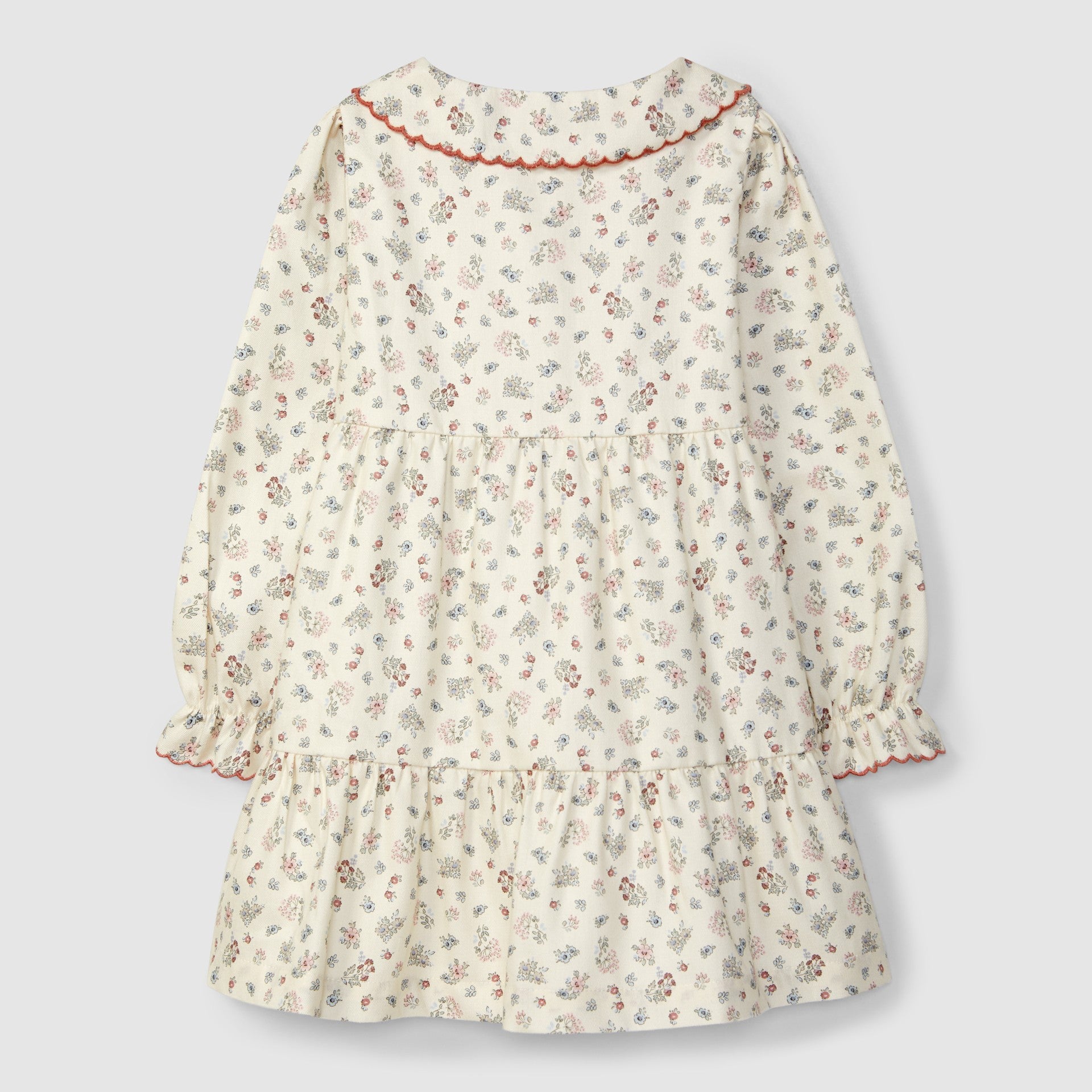 Vestido flores delicadas gola com bordado - Laranjinha