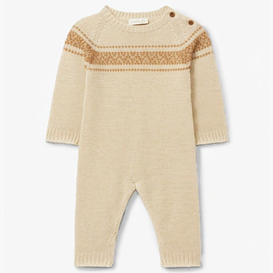 Babygrow com jacquard tricotado em lã merino e caxemira | CUTE AND SWEET - WEDOLBLE