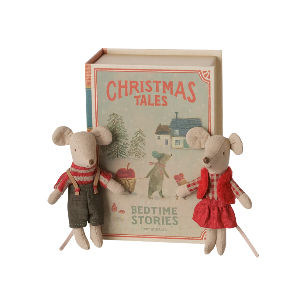 Christmas twin mice, Little sister and brother in book - MAILEG