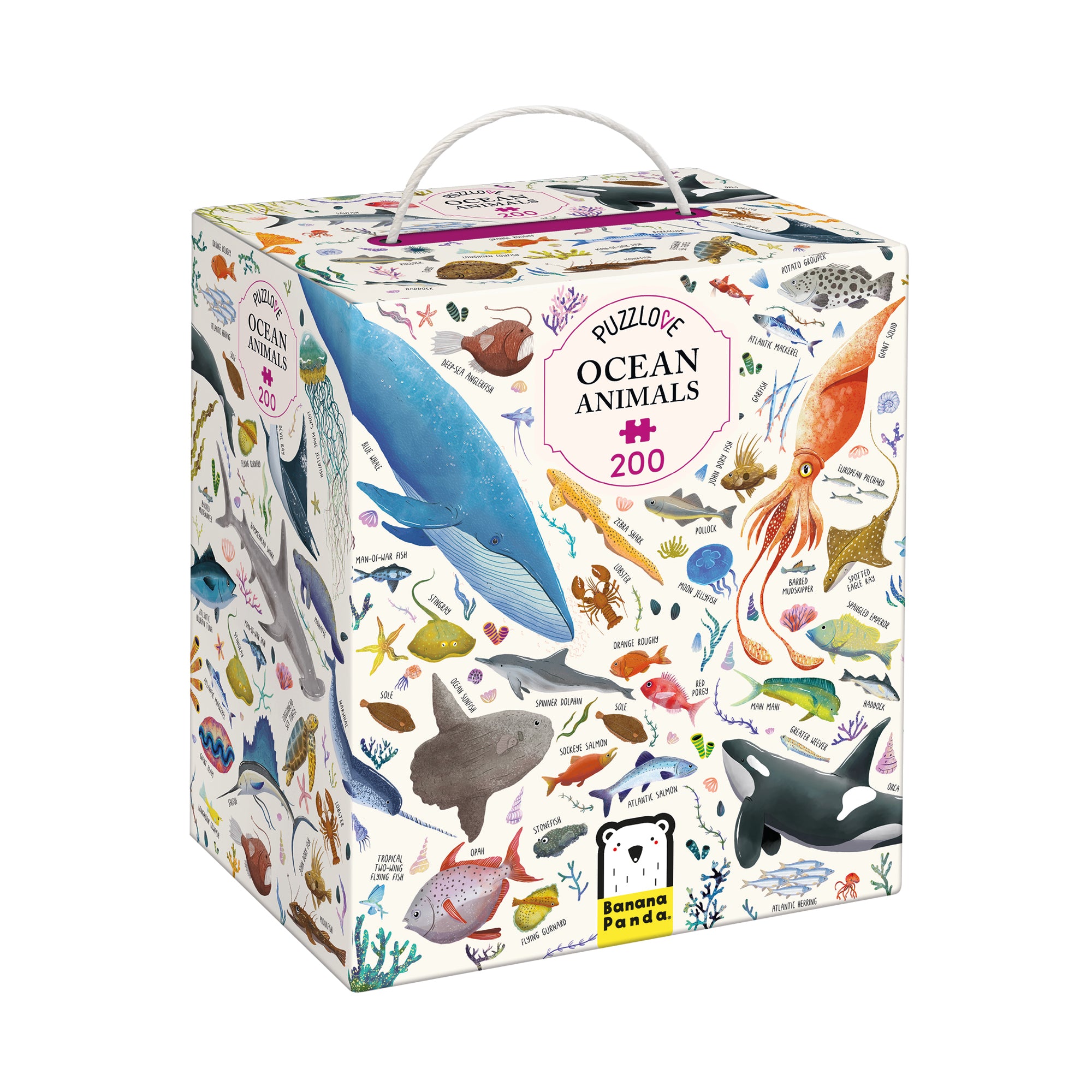 Puzzle educativo OCEAN ANIMALS 200 Peças - Banana Panda