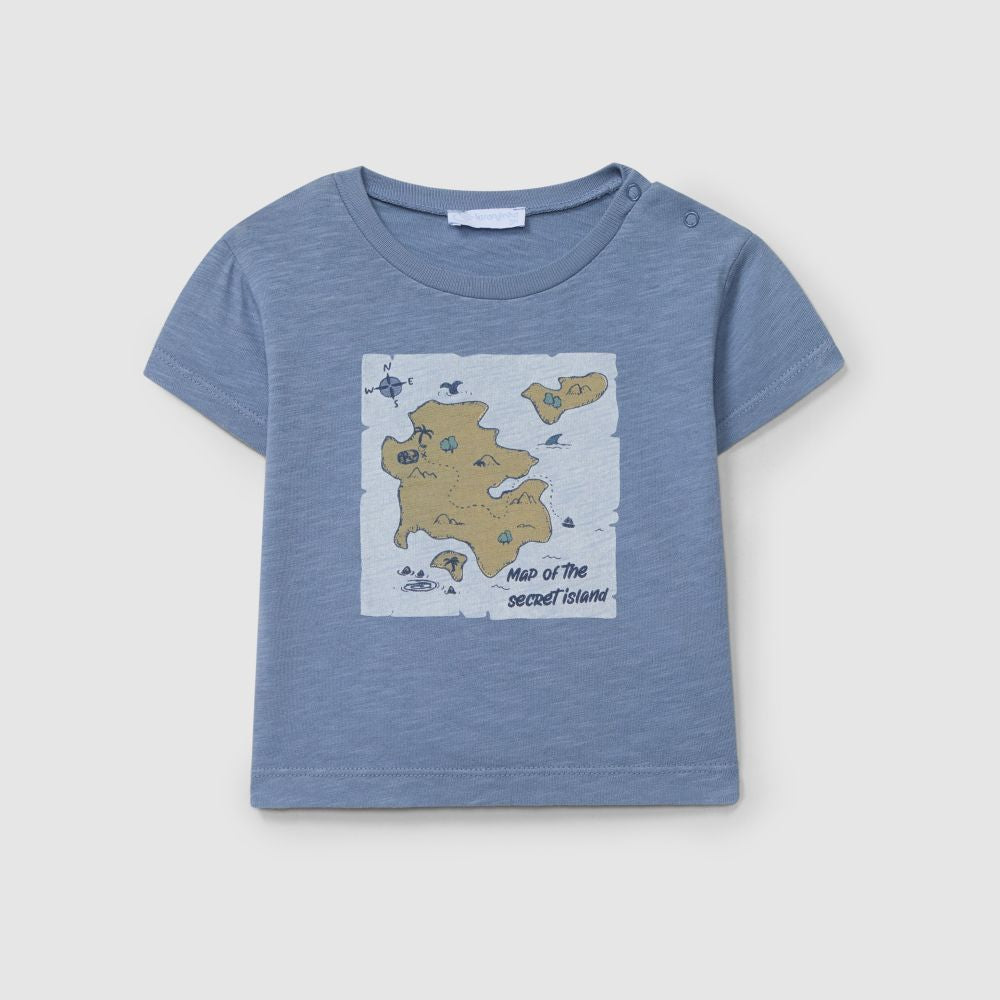 T-shirt indigo "Map of the secret island" - Laranjinha