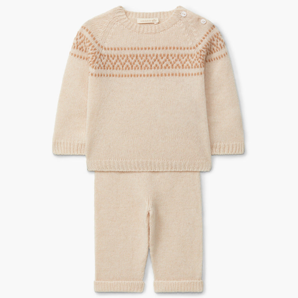 Conjunto com jacquard tricotado em lã merino e caxemira | CUTE AND SWEET - WEDOBLE