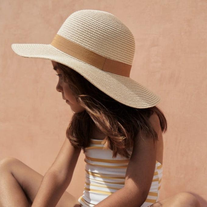 Chapéu de palha de papel estilo retro de aba larga - Liewood - chuvadeamor
