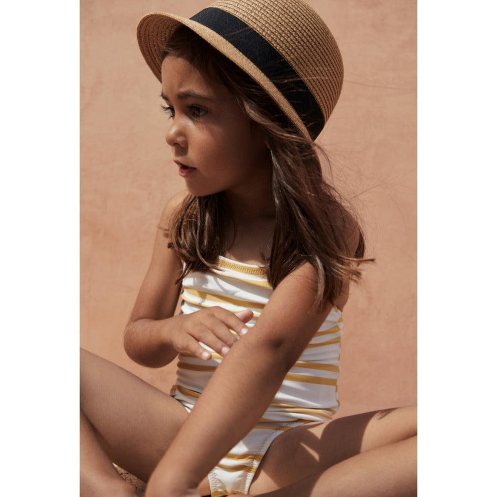 Chapéu de palha de papel estilo retro de aba curta - Liewood - chuvadeamor