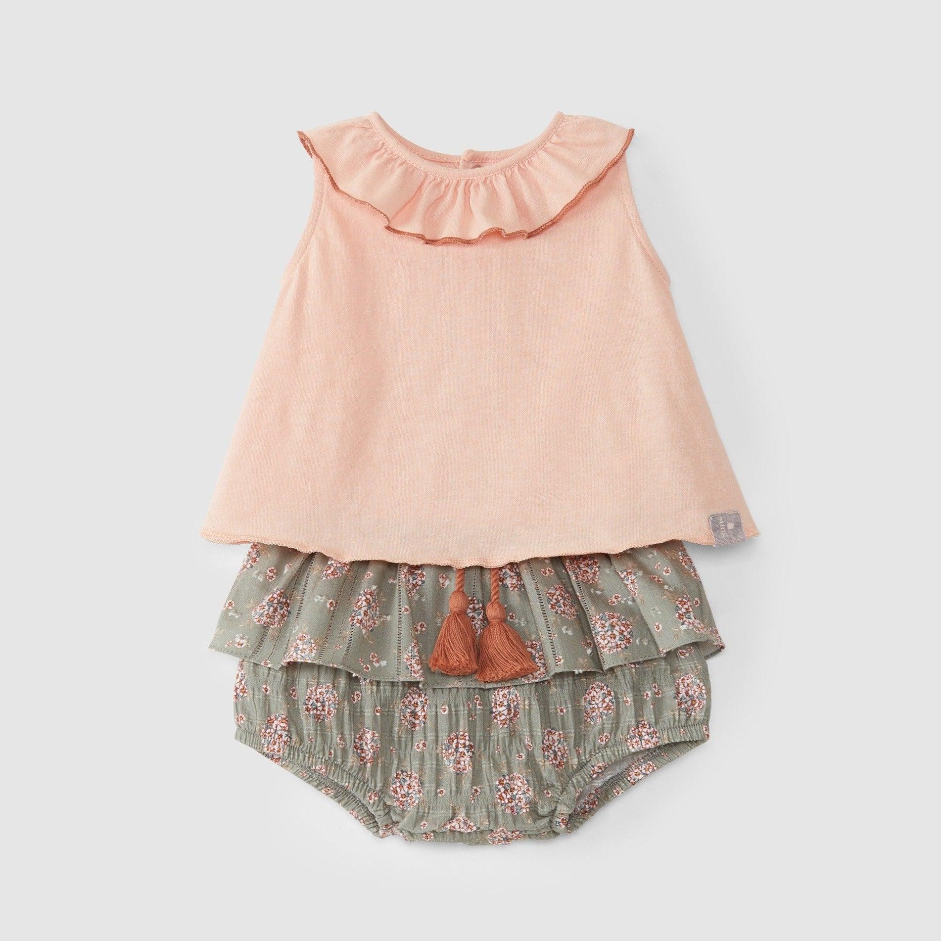 Kit calções tecido floral e top - chuvadeamor