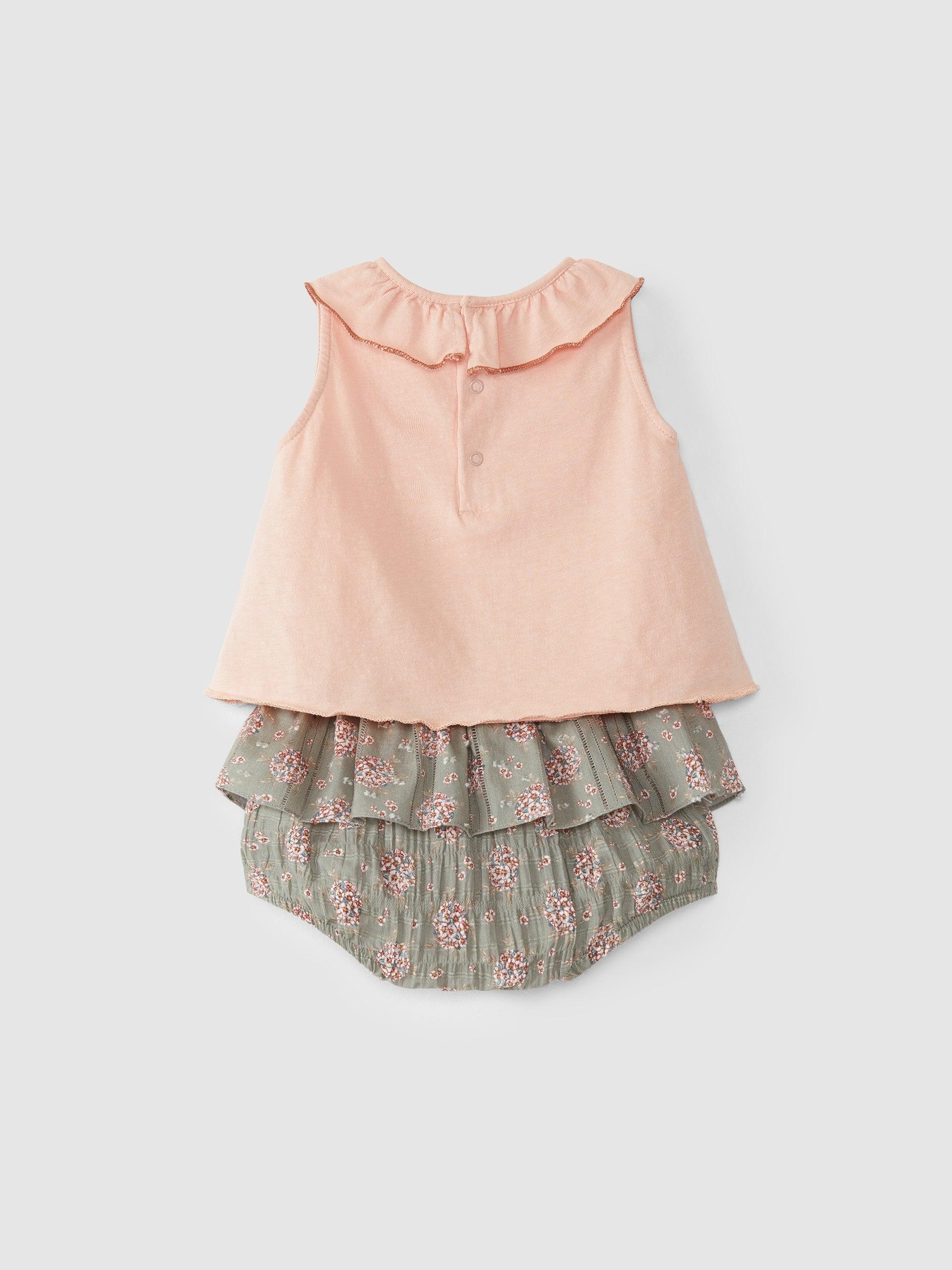 Kit calções tecido floral e top em algodão - Snug