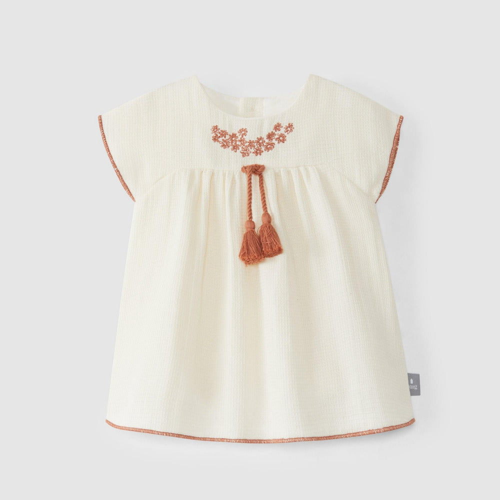 Vestido musseline orgânica texturado - chuvadeamor