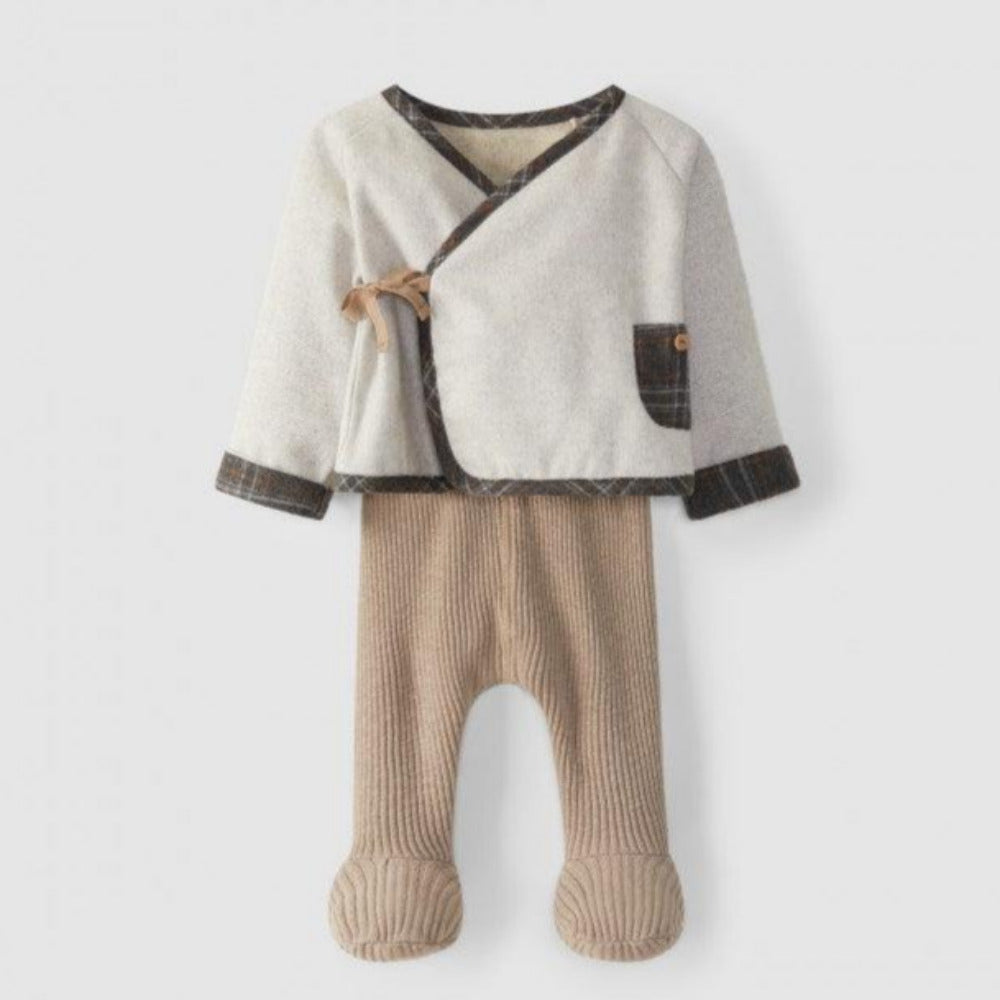 Kit camisola trespasse e calças "Antracite/Pedra" - Snug - chuvadeamor