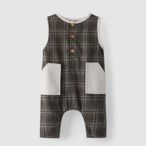 Jardineiras xadrez com bolsos - Snug - chuvadeamor