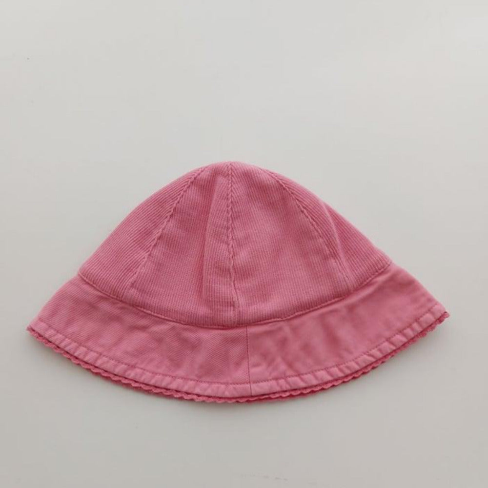 Chapéu tecido e malha canelada com renda - Laranjinha