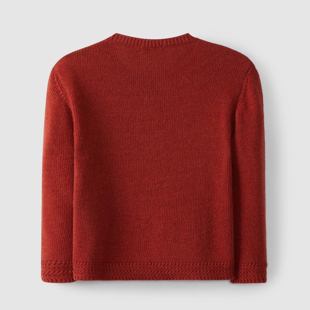 Casaco tricotado decote redondo com fantasia - Laranjinha