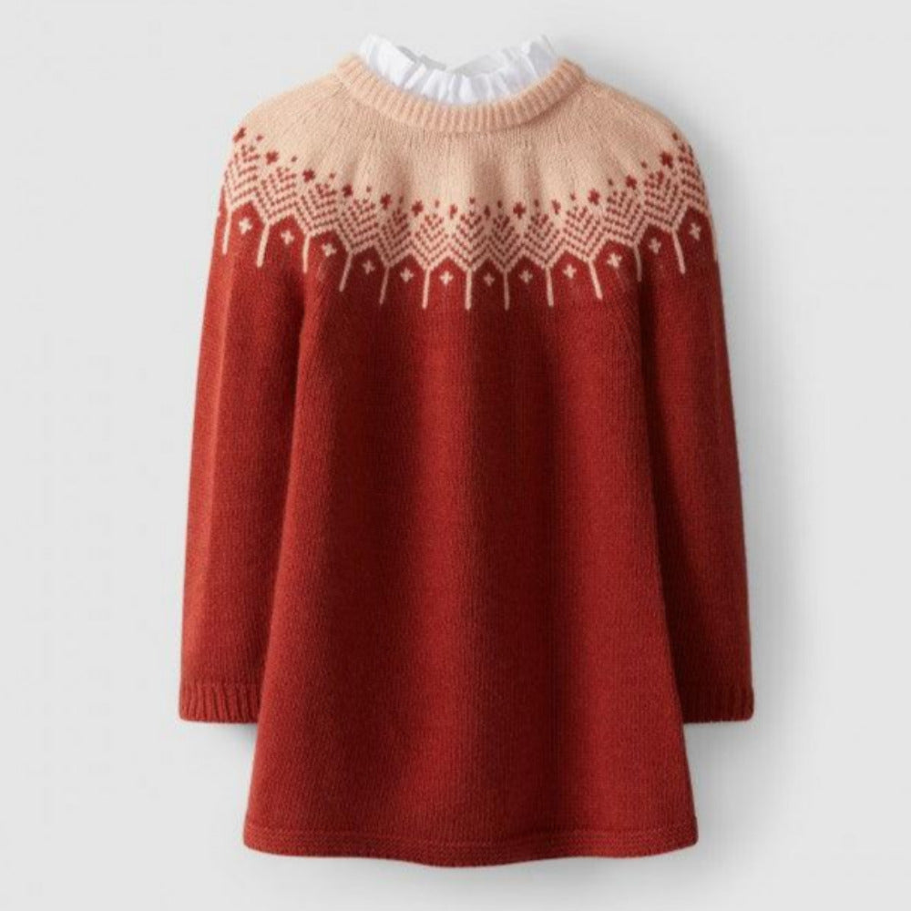 Vestido tricotado jacquard - Laranjinha - chuvadeamor