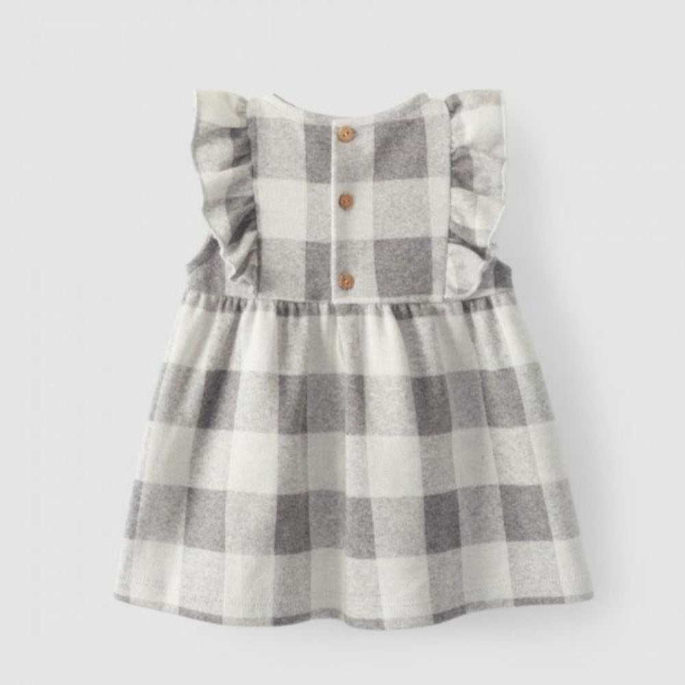 Vestido xadrez 100% Algodão com folho - Laranjinha