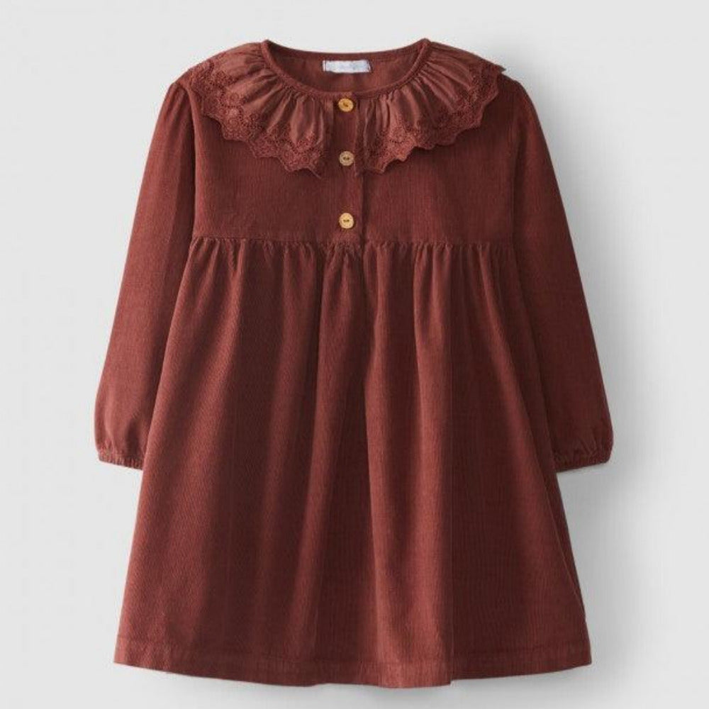 Vestido 100% Algodão gola bordada - Laranjinha - chuvadeamor