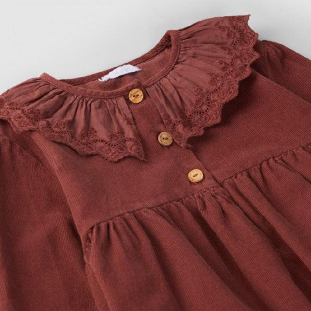 Vestido 100% Algodão gola bordada - Laranjinha