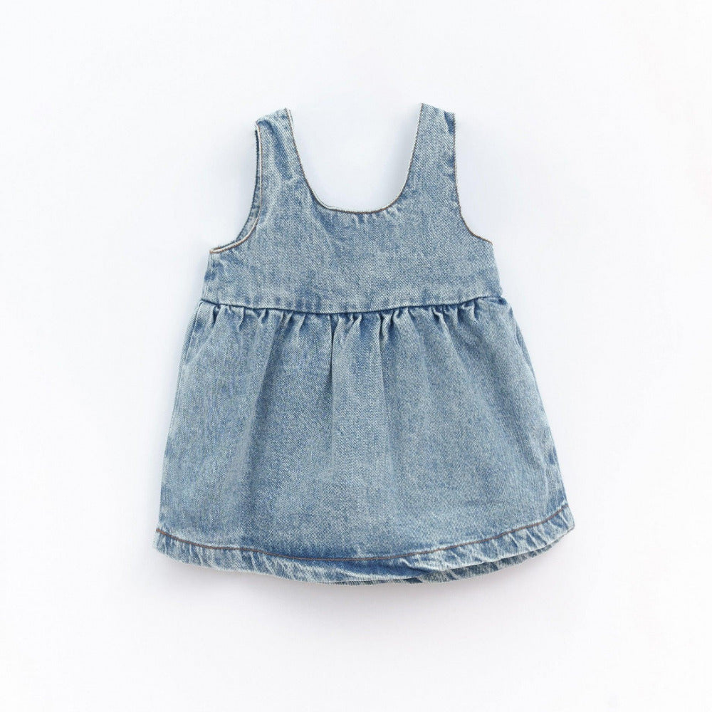 Vestido de algodão em ganga com bolso - Play Up