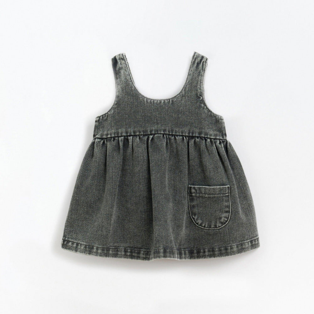 Vestido de algodão em ganga com bolso - Play Up