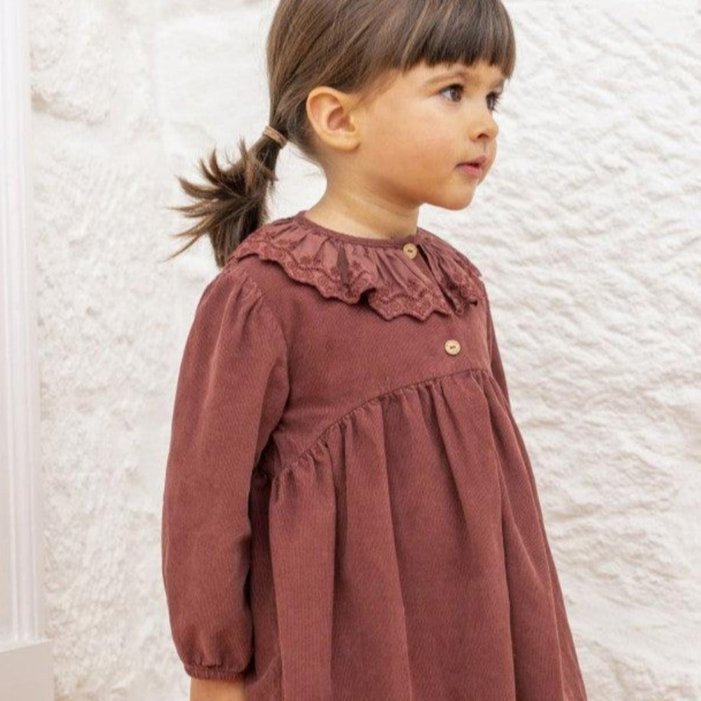 Vestido 100% Algodão gola bordada - Laranjinha