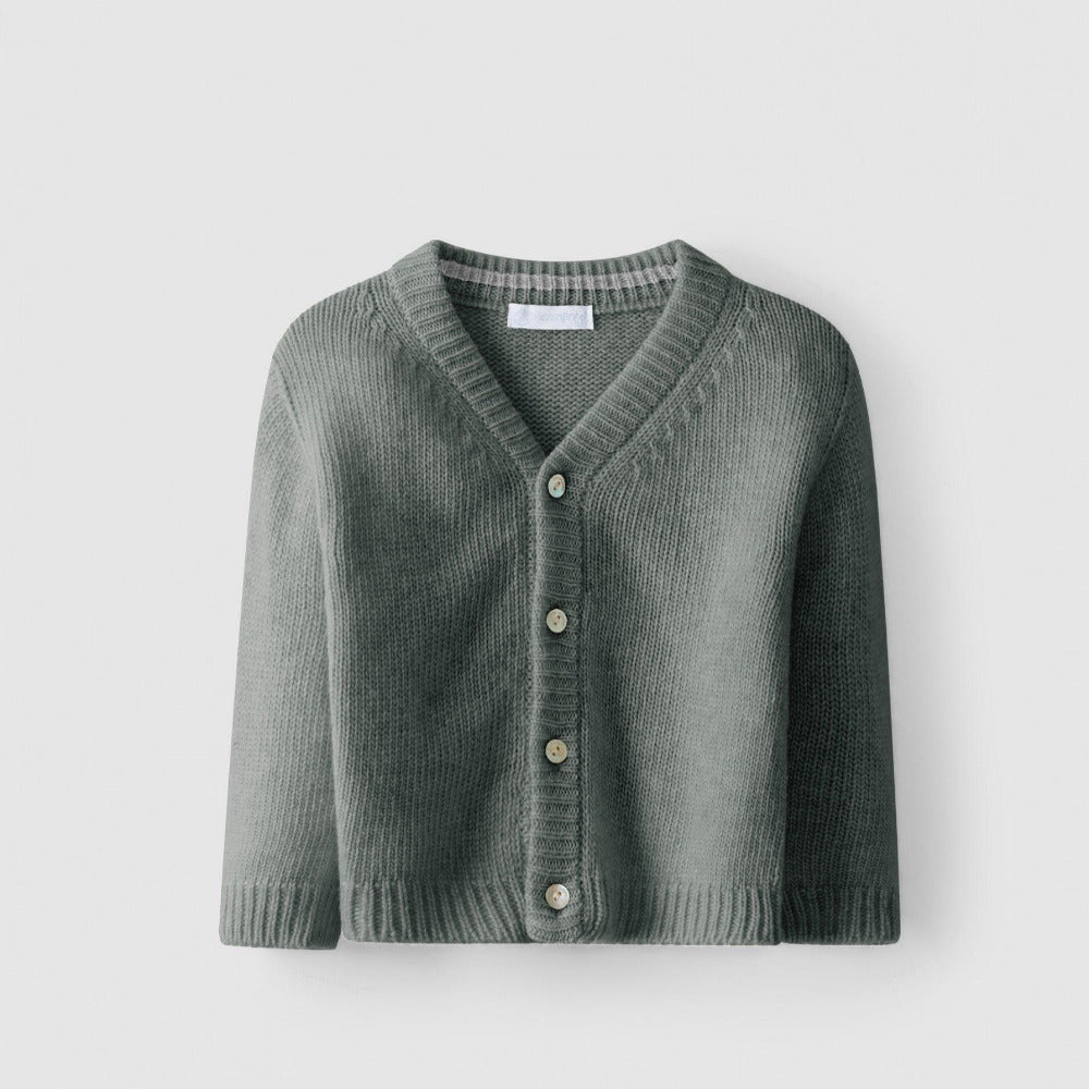 Casaco tricotado decote em bico - Laranjinha - chuvadeamor