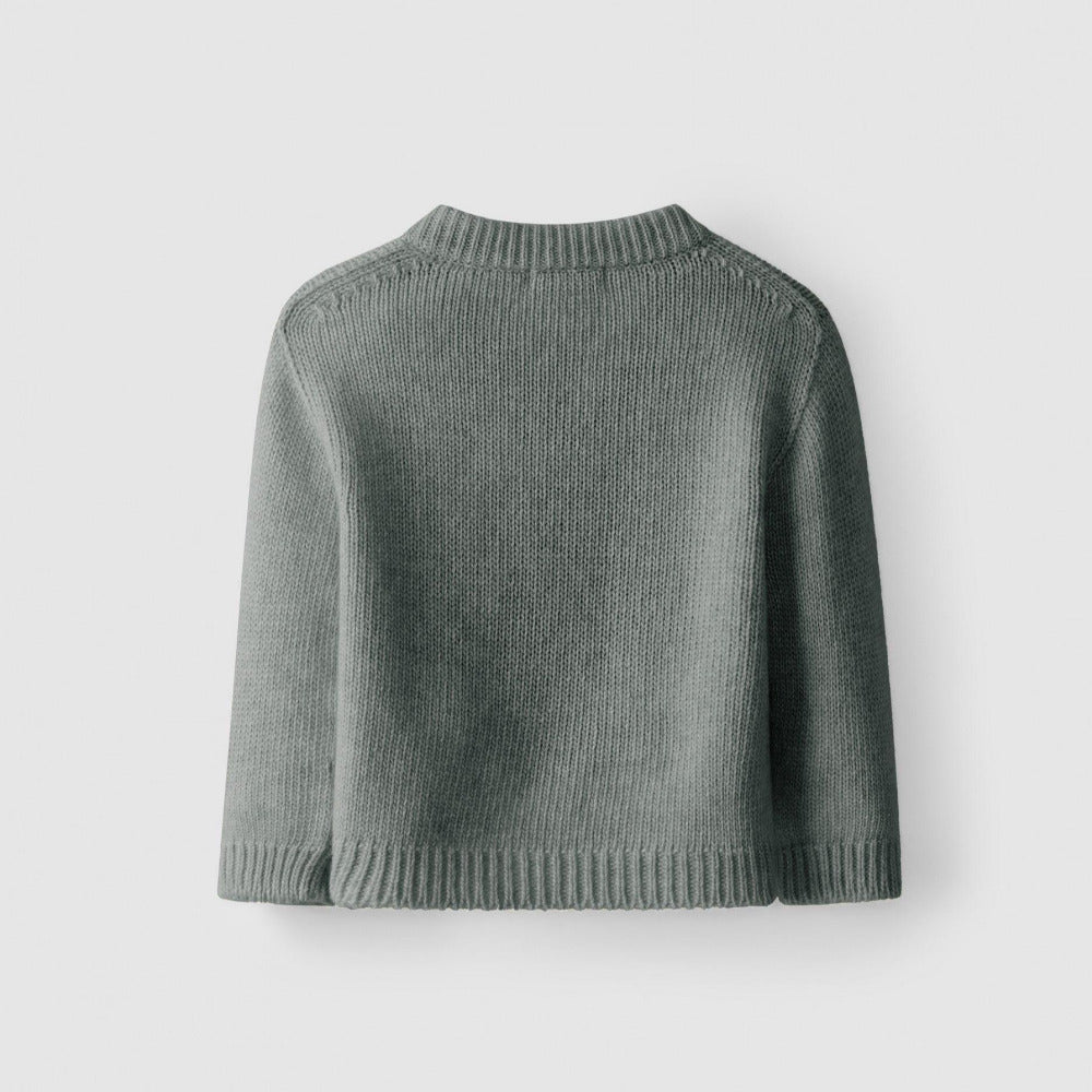 Casaco tricotado decote em bico - Laranjinha