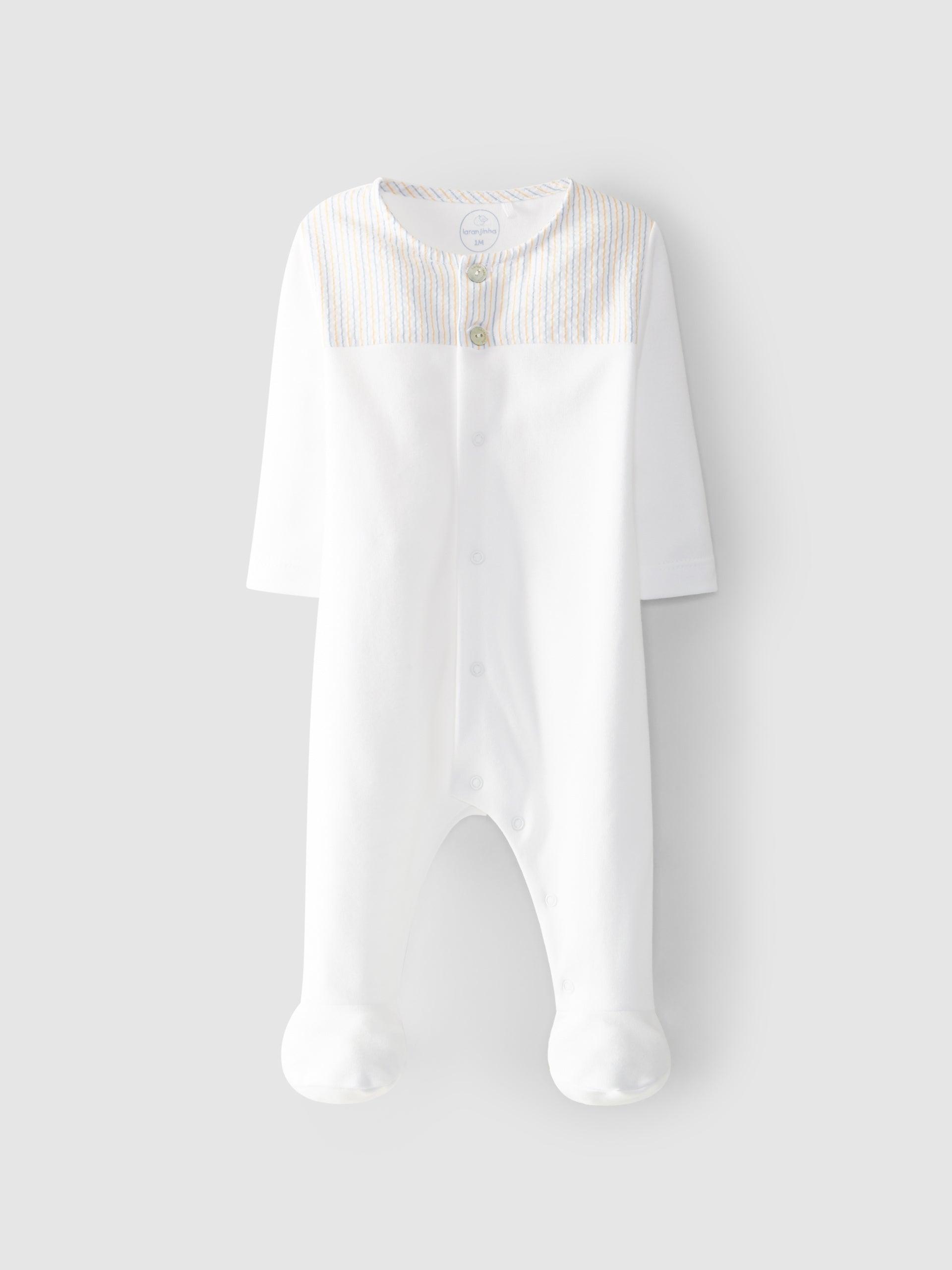 Babygrow riscas seersucker - Laranjinha - chuvadeamor