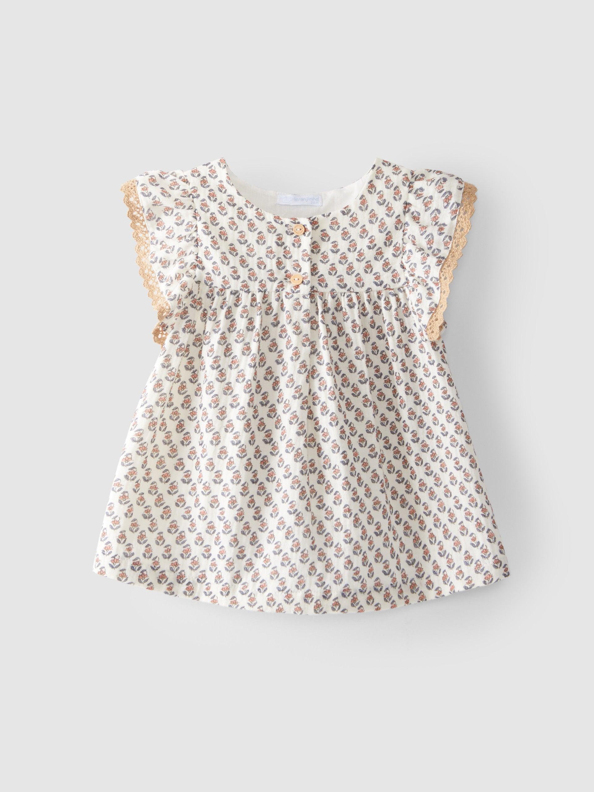 Blusa flores algodão orgânico - Laranjinha