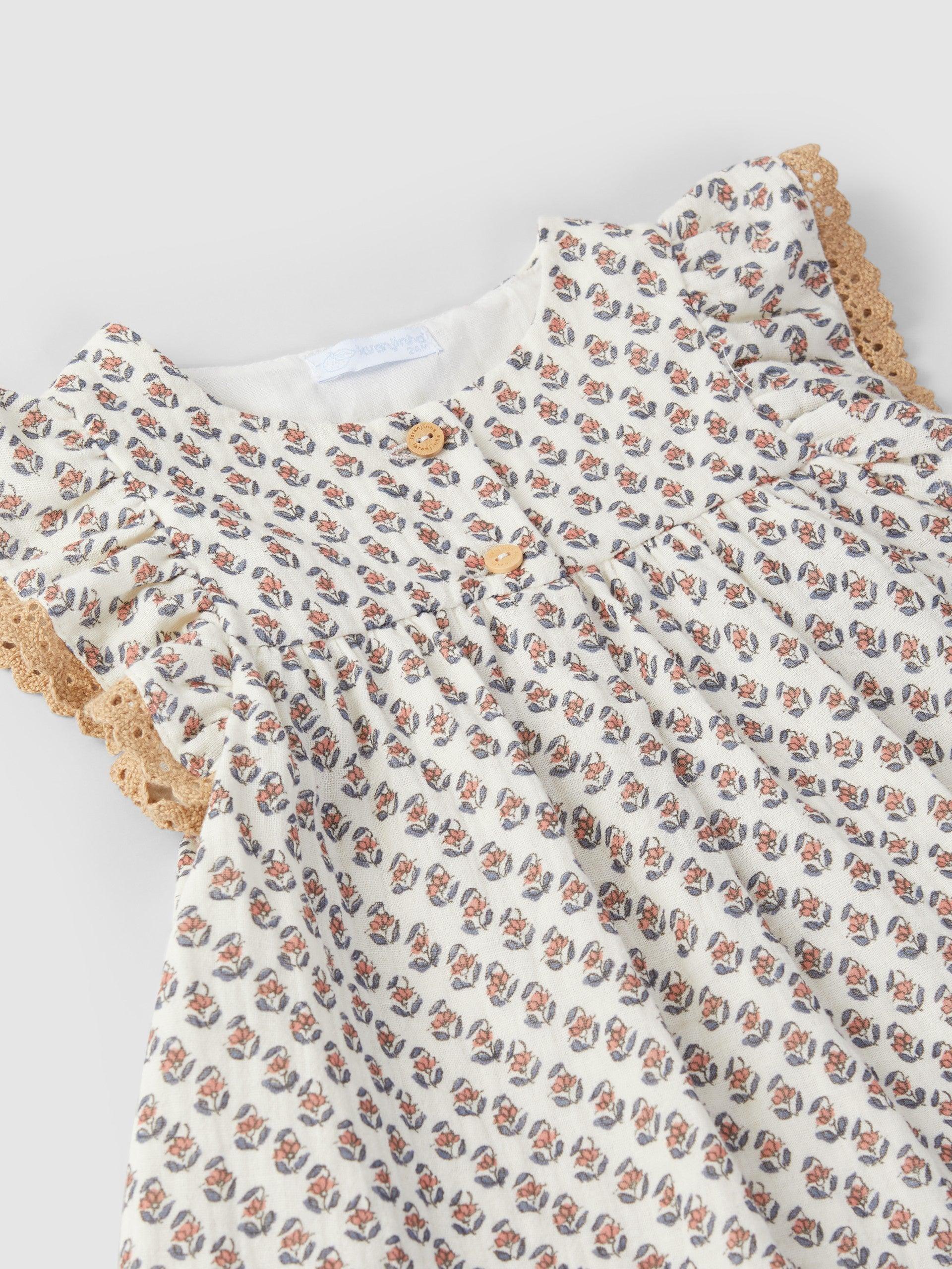 Blusa flores algodão orgânico - Laranjinha