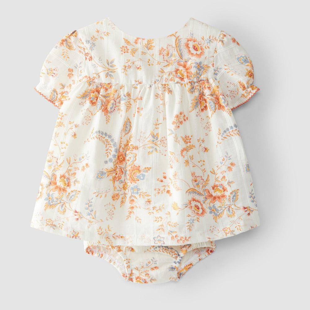 Vestido com tapa fraldas print floral - Laranjinha