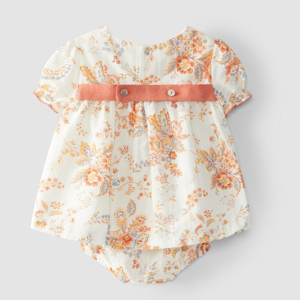 Vestido com tapa fraldas print floral - Laranjinha