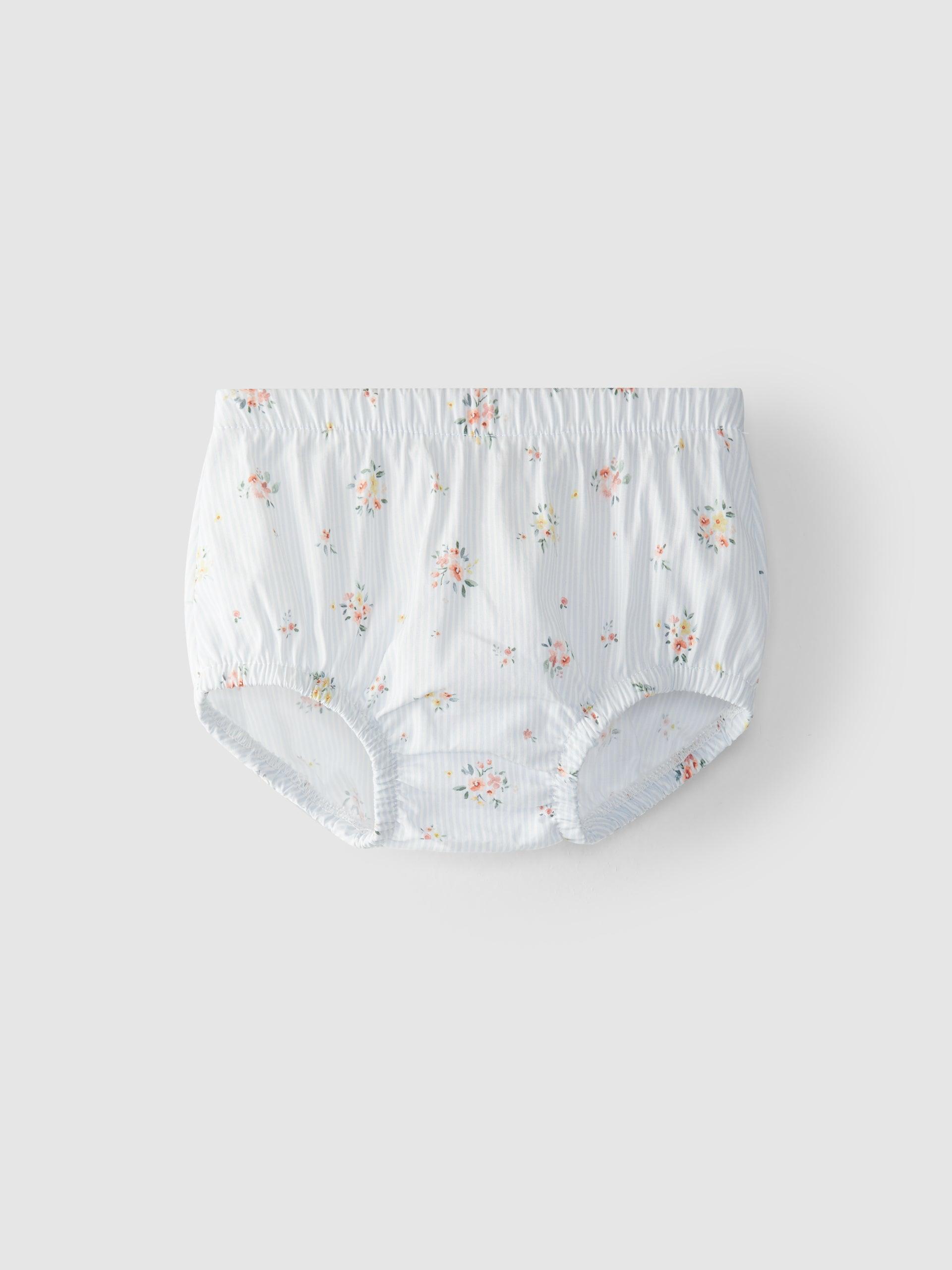 Vestido com tapa fraldas riscas com flores - Laranjinha