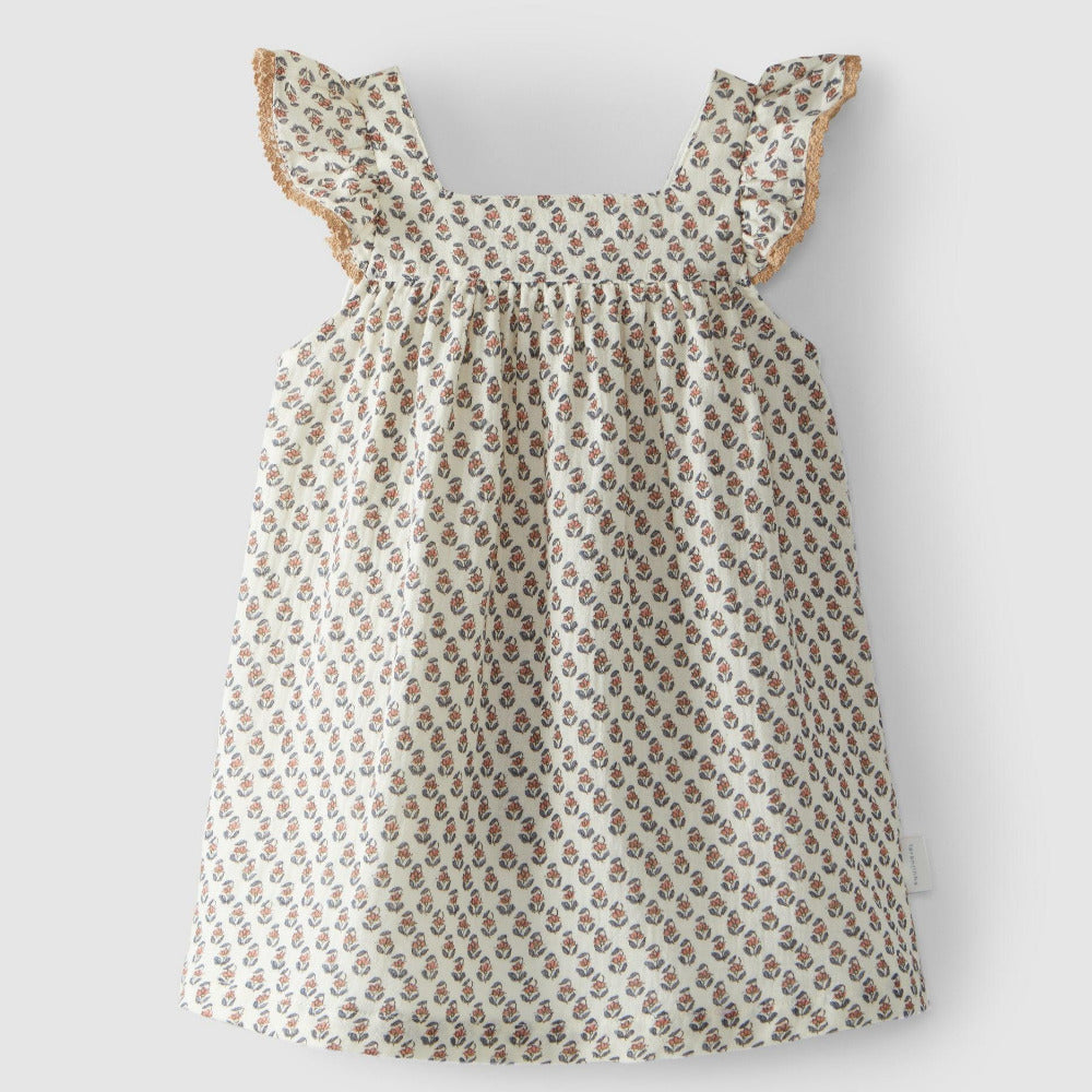 Vestido flores algodão orgânico - Laranjinha - chuvadeamor