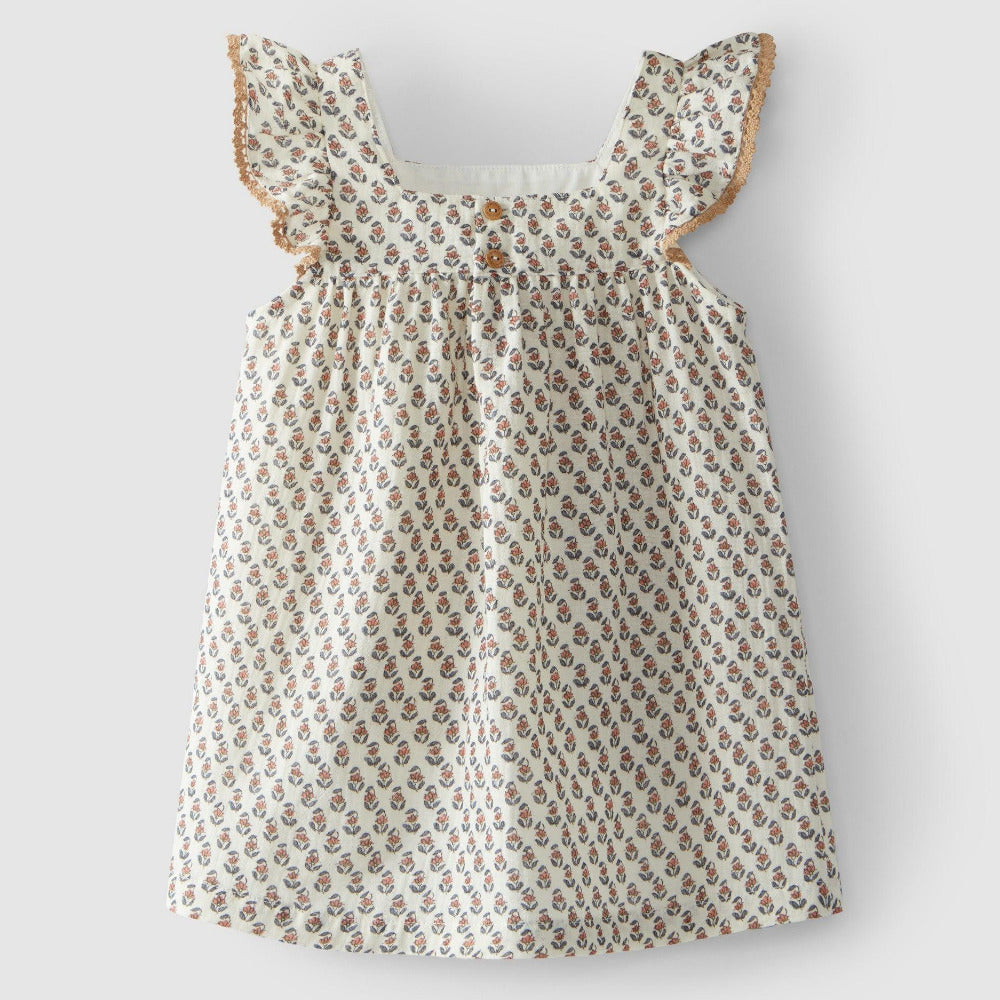 Vestido flores algodão orgânico - Laranjinha