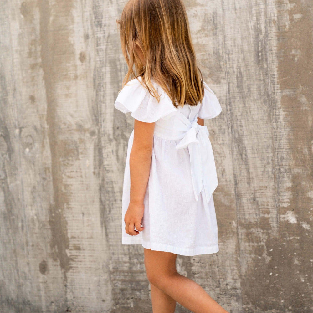 Vestido com laço e espiguilha - Laranjinha