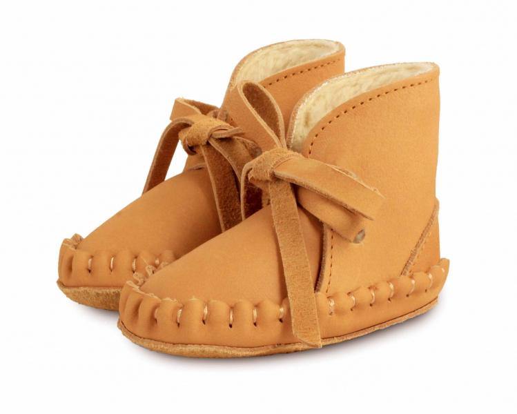 Botim para bebé em pele forrado com pêlo 