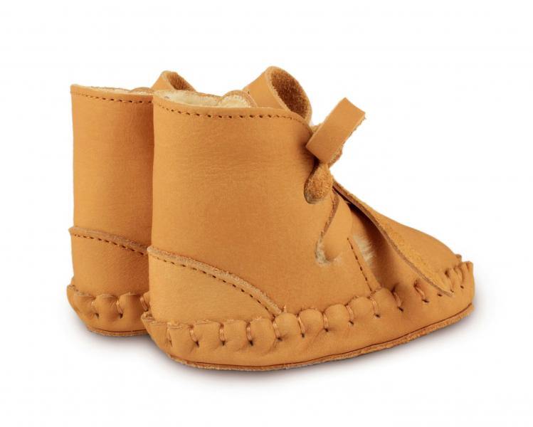 Botim para bebé em pele forrado com pêlo 