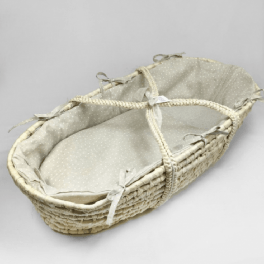 Conjunto alcofa em vime e texteis de algodão orgânico - BabyShower