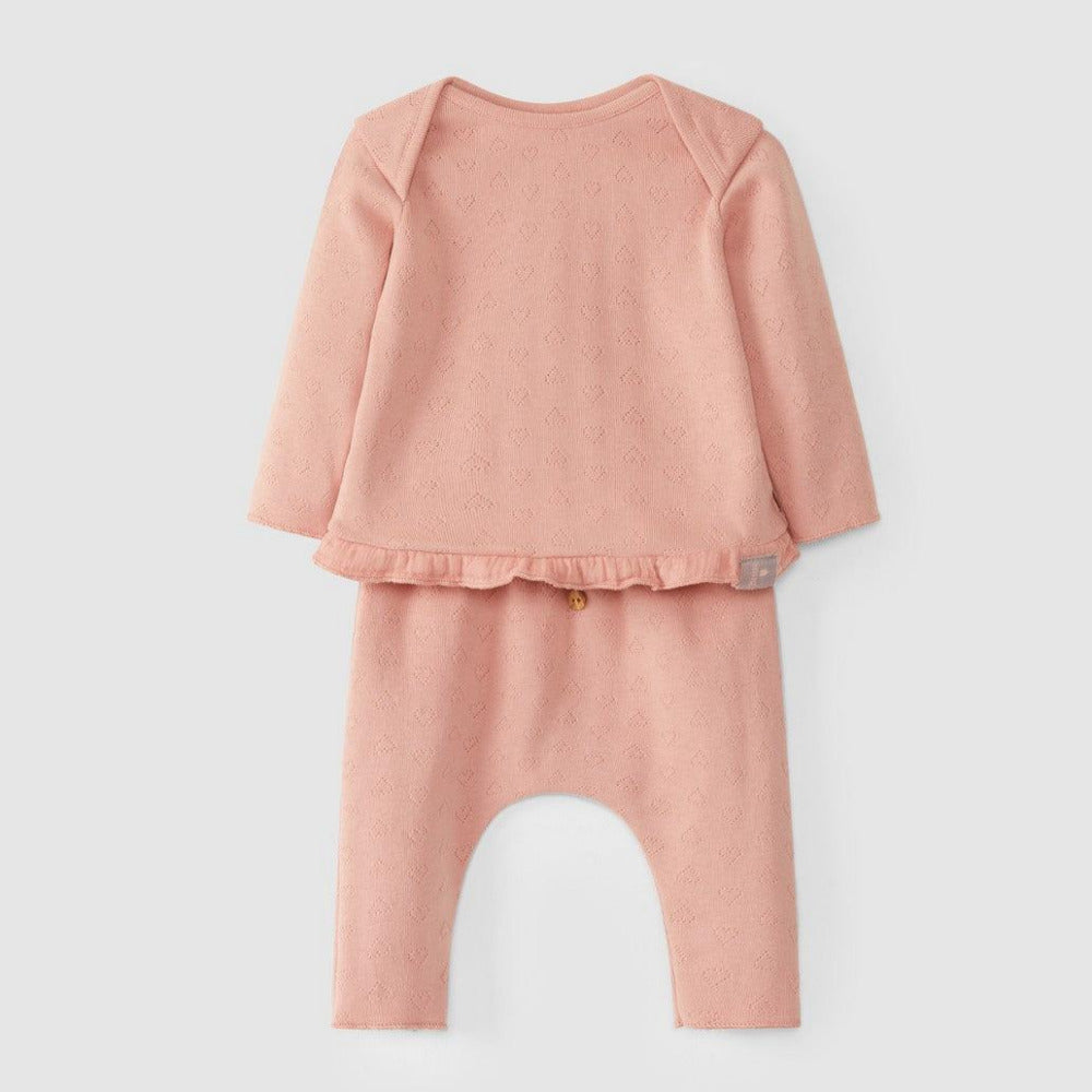 Kit leggins e t-shirt com padrão de coração perfurado - chuvadeamor