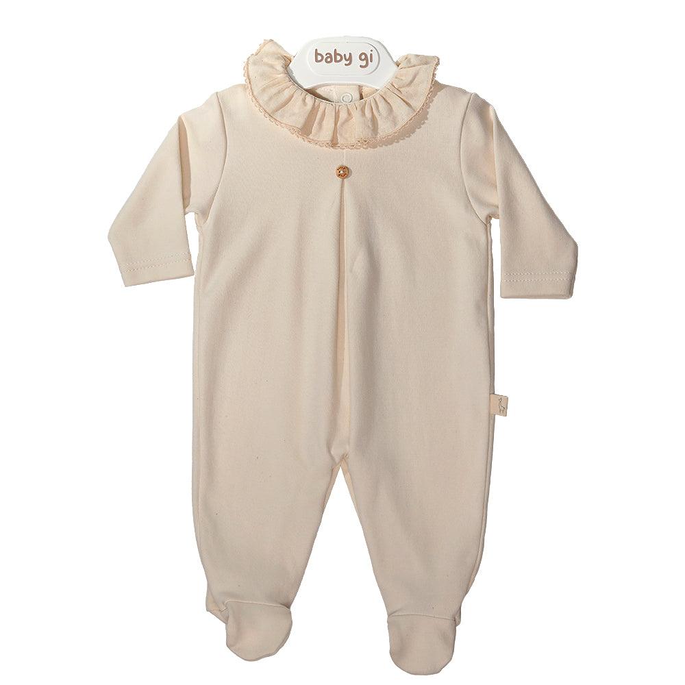 Babygrow de algodão ecológico com folho - chuvadeamor