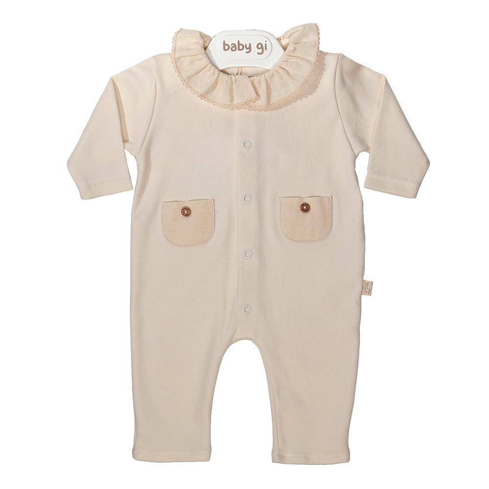 Babygrow de algodão ecológico com bolso e folho - chuvadeamor