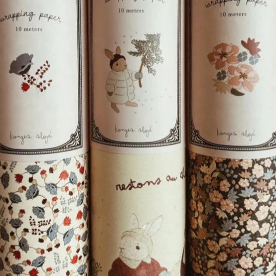 Papel de embrulho "Floral e Bunny&Bears" - Konges Slojd - chuvadeamor