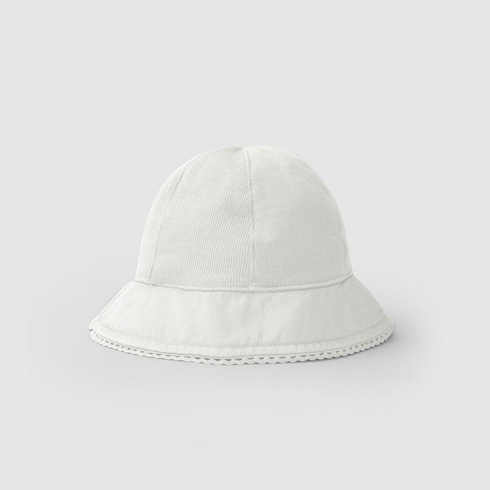 Chapéu tecido e malha canelada com renda - Laranjinha