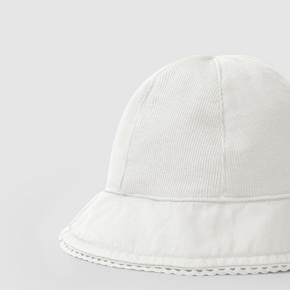 Chapéu tecido e malha canelada com renda - Laranjinha