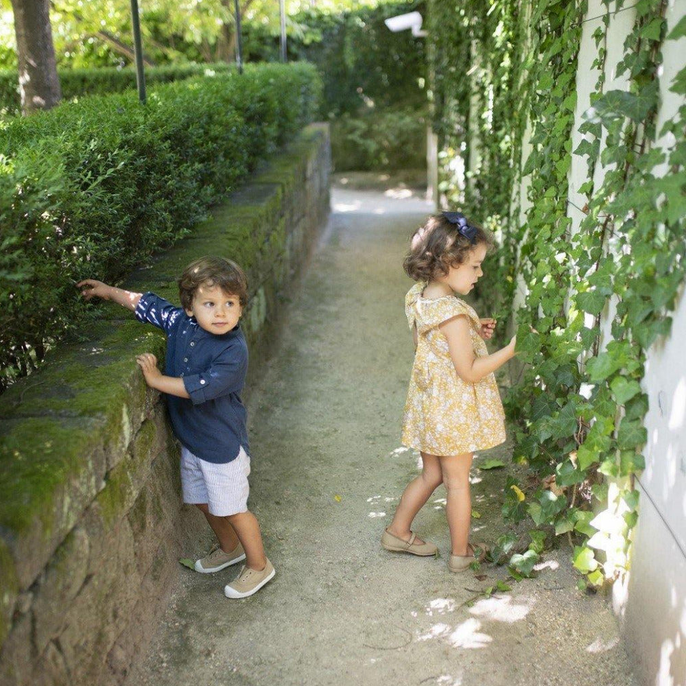 Calções de linho com quatro bolsos - Laranjinha